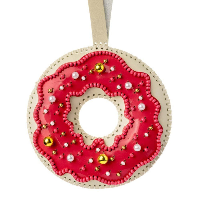 Bead Embroidery Charm Kit on Faux Leather – «Glazed Donut»