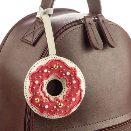Bead Embroidery Charm Kit on Faux Leather – «Glazed Donut»