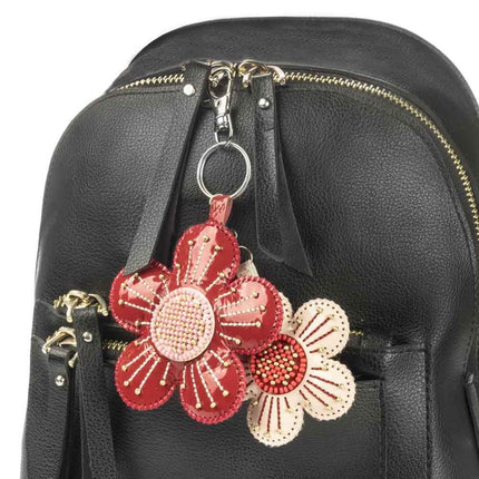 Bead Embroidery Charm Kit on Faux Leather – «Spring Flowers»