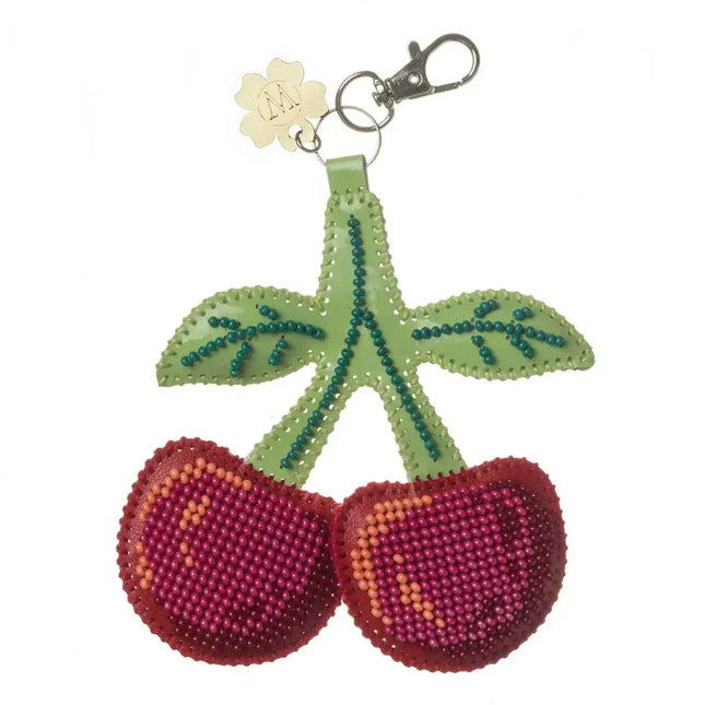 Bead Embroidery Charm Kit on Faux Leather – «Cherry »
