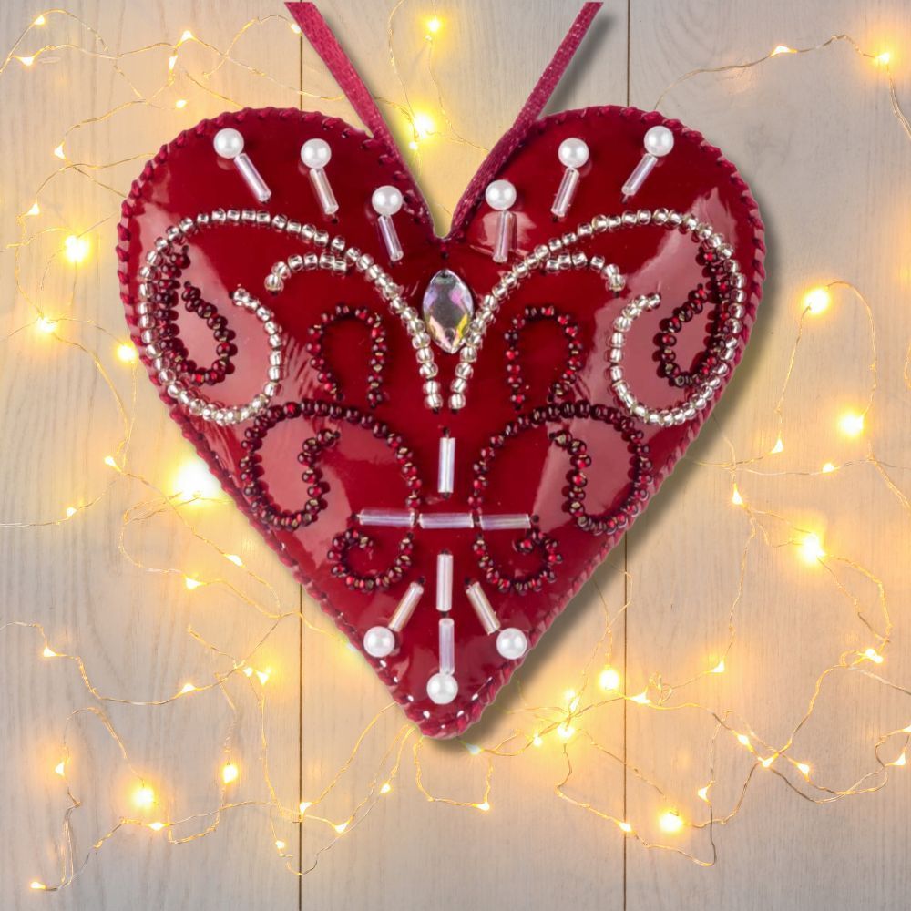 Beaded Embroidery Kit “Heart Christmas Ornament”