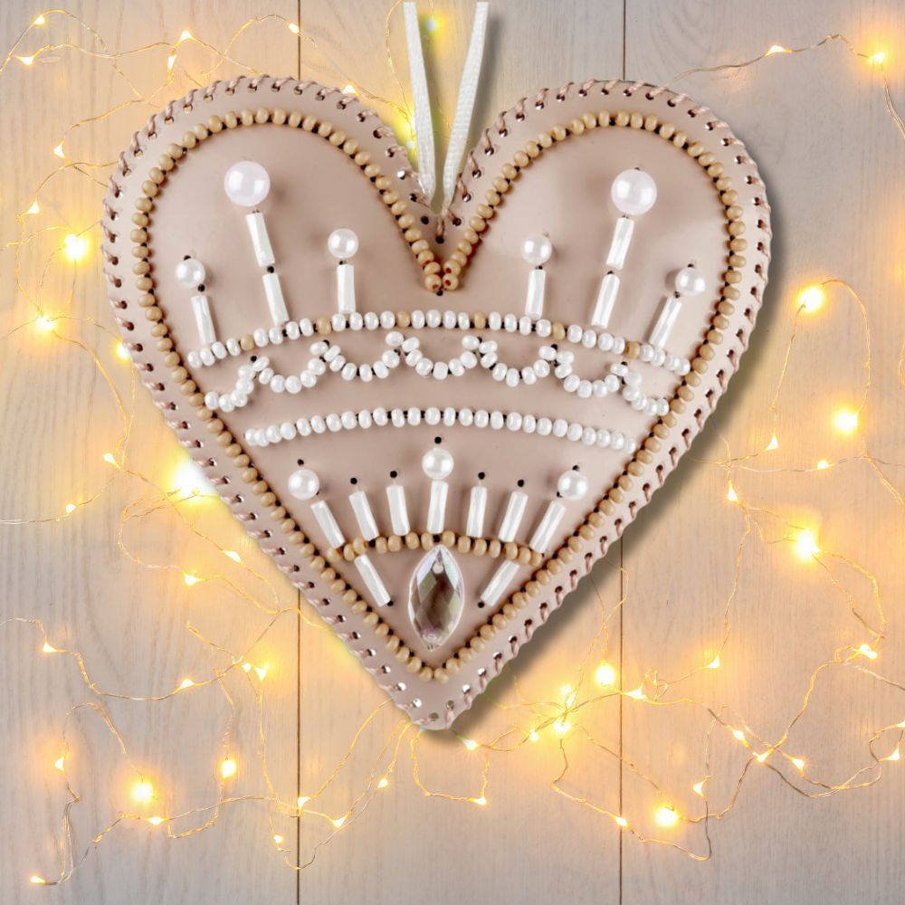 Beaded Embroidery Kit “Heart Christmas Ornament”