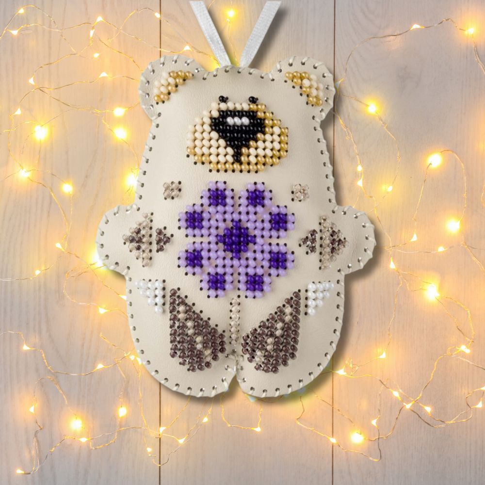 Beaded Embroidery Kit “Bear Christmas Ornament”
