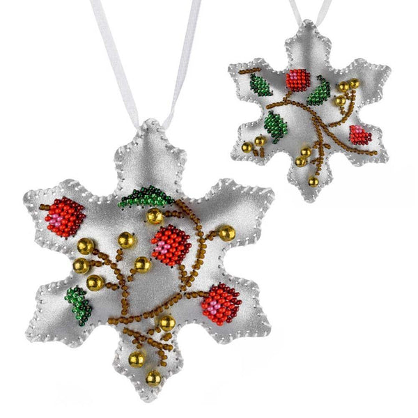 Beaded Embroidery Kit “Silver Night Christmas Ornaments”
