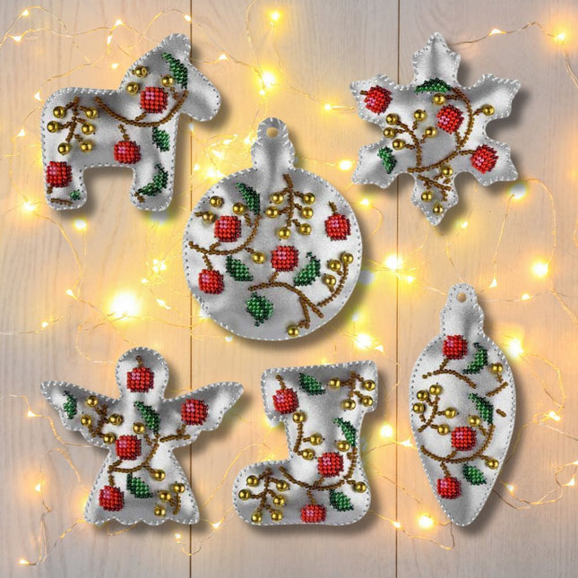 Beaded Embroidery Kit “Silver Night Christmas Ornaments”