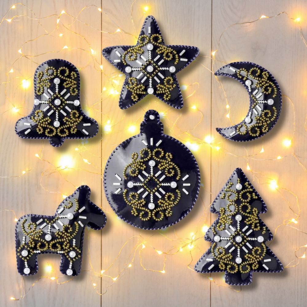 Beaded Embroidery Kit “Winter Symphony Christmas Ornaments”