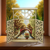Wooden Window Embroidery Kit with Shutters «Bridge Through Autumn»
