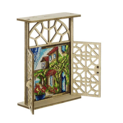 Wooden Window Embroidery Kit with Shutters «Mediterranean Morning»