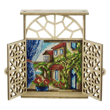 Wooden Window Embroidery Kit with Shutters «Mediterranean Morning»