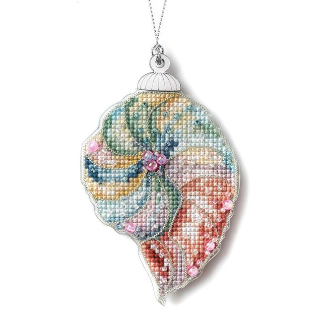 DIY Cross stitch kit "Christmas tree toy - Seashell Spiral"