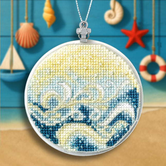 DIY Cross stitch kit "Christmas tree toy - Sea Waves"