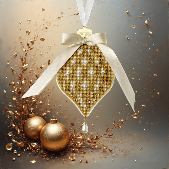 DIY Cross stitch kit "Christmas Ornament – Golden Pinecone"