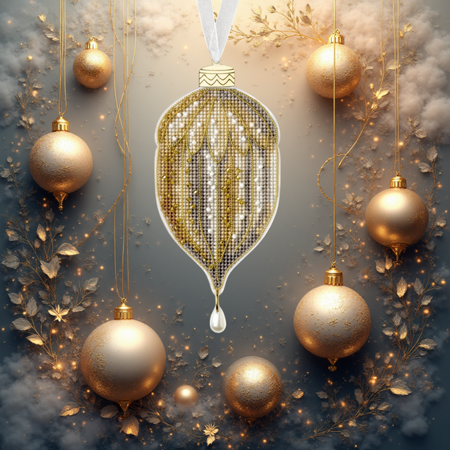 DIY Cross stitch kit "Christmas Ornament – Golden Acorn"