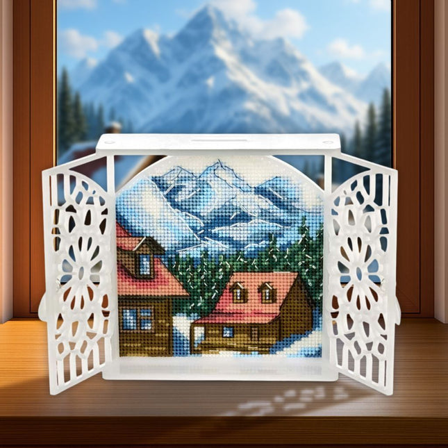Cross stitch kit with Shutters «Winter Morning in the Chalet»
