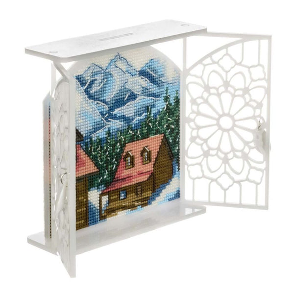 Cross stitch kit with Shutters «Winter Morning in the Chalet»