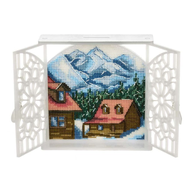 Cross stitch kit with Shutters «Winter Morning in the Chalet»