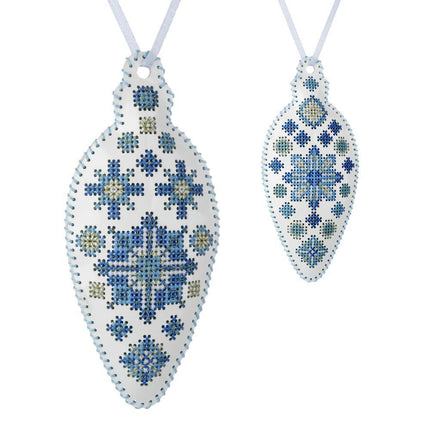 Cross Stitch Kit “Icicle Christmas Ornament” DIY Christmas Ornament on Faux Leather