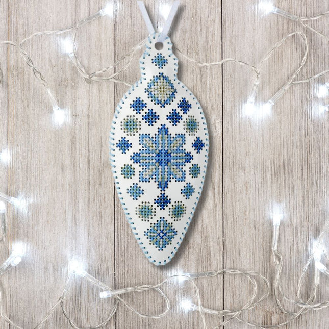 Cross Stitch Kit “Icicle Christmas Ornament” DIY Christmas Ornament on Faux Leather