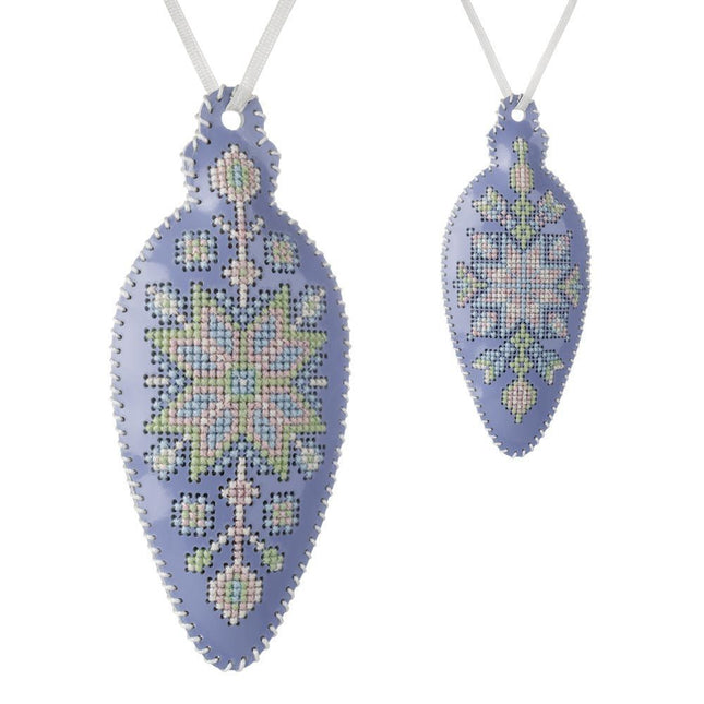 Cross Stitch Kit “Icicle Christmas Ornament” DIY Christmas Ornament on Faux Leather