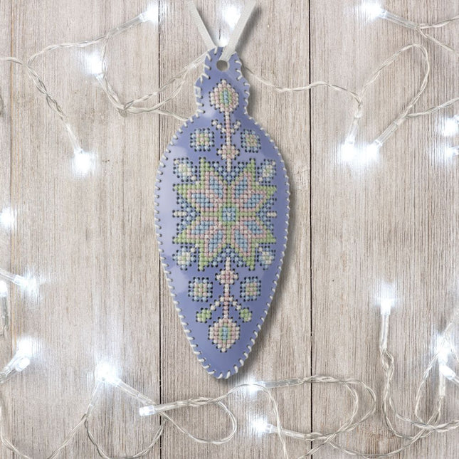 Cross Stitch Kit “Icicle Christmas Ornament” DIY Christmas Ornament on Faux Leather