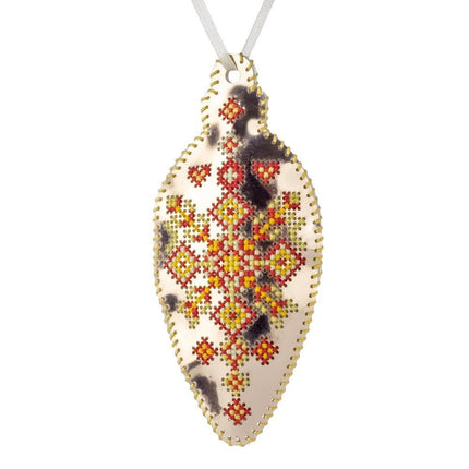Cross Stitch Kit “Icicle Christmas Ornament” DIY Christmas Ornament on Faux Leather