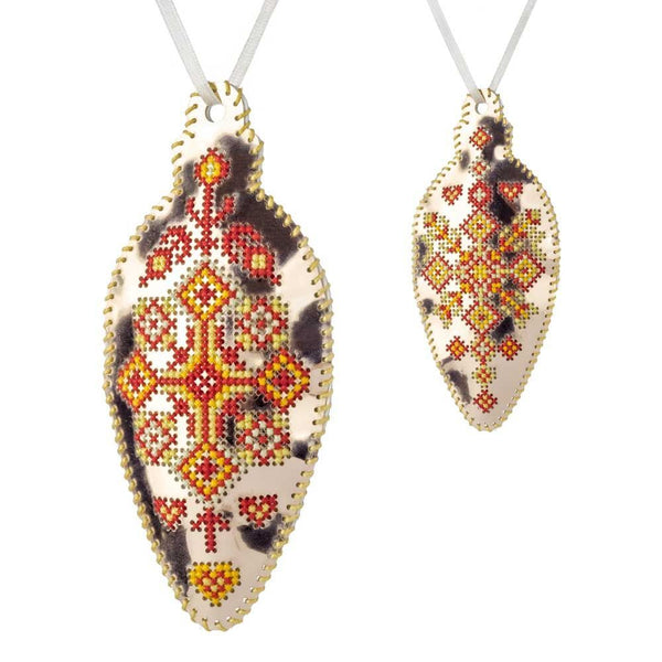 Cross Stitch Kit “Icicle Christmas Ornament” DIY Christmas Ornament on Faux Leather