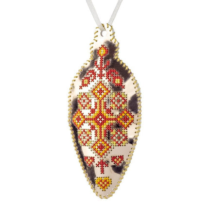 Cross Stitch Kit “Icicle Christmas Ornament” DIY Christmas Ornament on Faux Leather