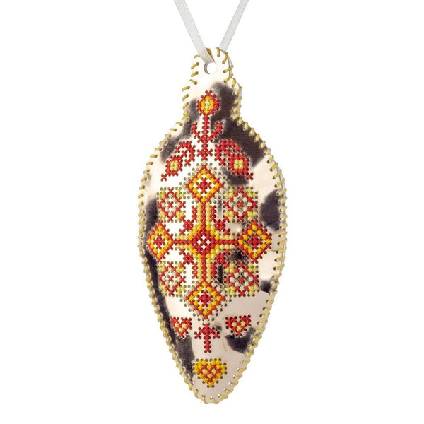Cross Stitch Kit “Icicle Christmas Ornament” DIY Christmas Ornament on Faux Leather