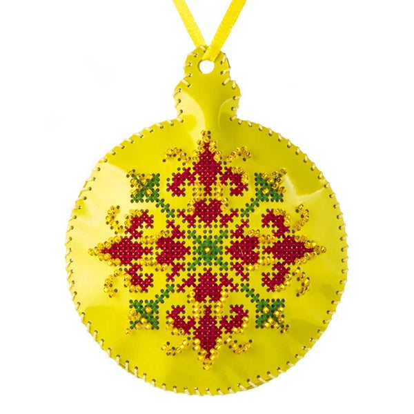 Cross Stitch Kit “Bauble Christmas Ornament” DIY Christmas Ornament on Faux Leather