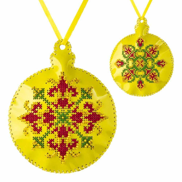 Cross Stitch Kit “Bauble Christmas Ornament” DIY Christmas Ornament on Faux Leather