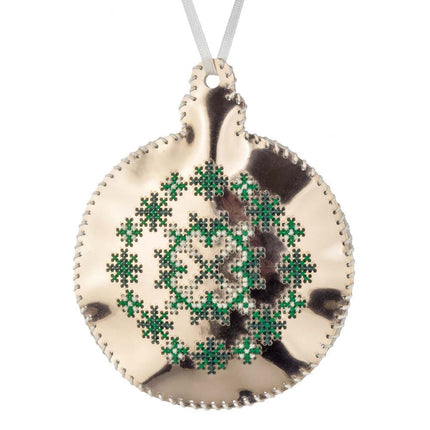 Cross Stitch Kit “Bauble Christmas Ornament” DIY Christmas Ornament on Faux Leather