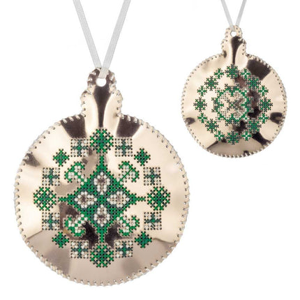 Cross Stitch Kit “Bauble Christmas Ornament” DIY Christmas Ornament on Faux Leather