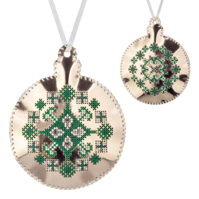 Cross Stitch Kit “Bauble Christmas Ornament” DIY Christmas Ornament on Faux Leather