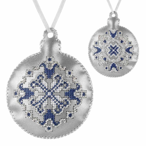 Cross Stitch Kit “Bauble Christmas Ornament” DIY Christmas Ornament on Faux Leather