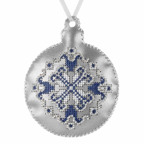Cross Stitch Kit “Bauble Christmas Ornament” DIY Christmas Ornament on Faux Leather