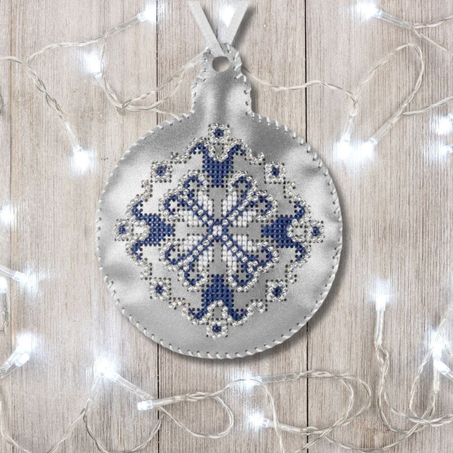 Cross Stitch Kit “Bauble Christmas Ornament” DIY Christmas Ornament on Faux Leather