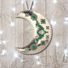 Cross Stitch Kit “Crescent Moon Christmas Ornament” DIY Christmas Ornament on Faux Leather
