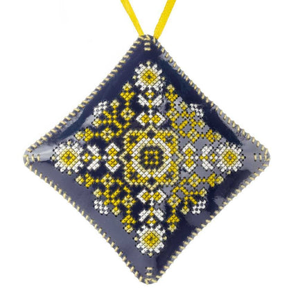 Cross Stitch Kit “Mini Pillow Christmas Ornament” DIY Christmas Ornament on Faux Leather