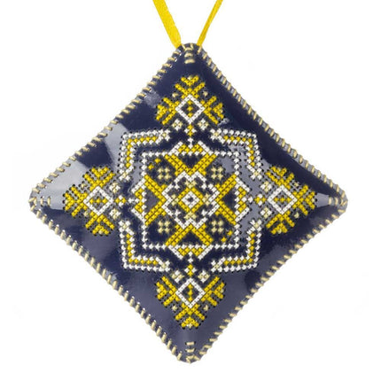 Cross Stitch Kit “Mini Pillow Christmas Ornament” DIY Christmas Ornament on Faux Leather