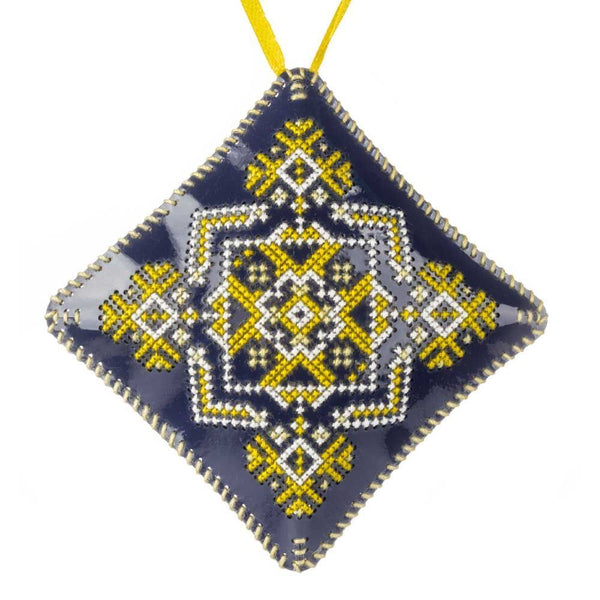 Cross Stitch Kit “Mini Pillow Christmas Ornament” DIY Christmas Ornament on Faux Leather