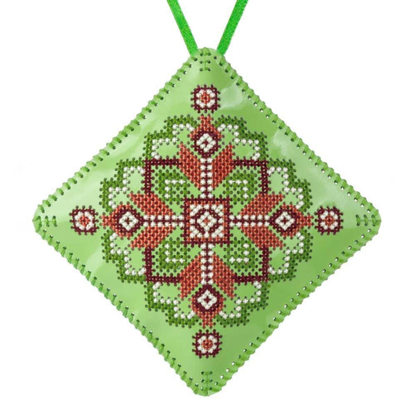 Cross Stitch Kit “Mini Pillow Christmas Ornament” DIY Christmas Ornament on Faux Leather