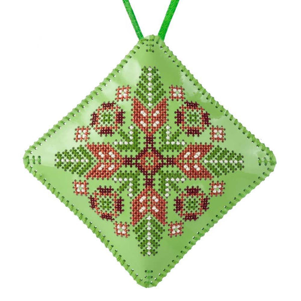 Cross Stitch Kit “Mini Pillow Christmas Ornament” DIY Christmas Ornament on Faux Leather