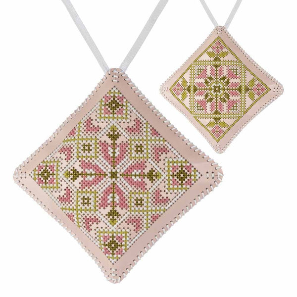 Cross Stitch Kit “Mini Pillow Christmas Ornament” DIY Christmas Ornament on Faux Leather