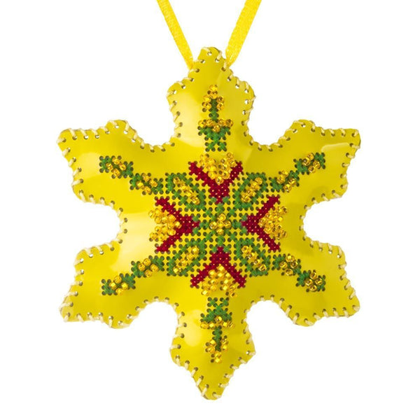 Cross Stitch Kit “Snowflake Christmas Ornament” DIY Christmas Ornament on Faux Leather