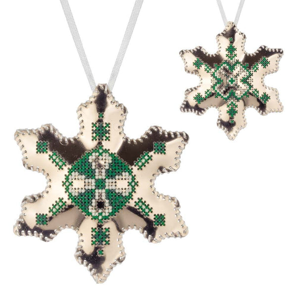 Cross Stitch Kit “Snowflake Christmas Ornament” DIY Christmas Ornament on Faux Leather