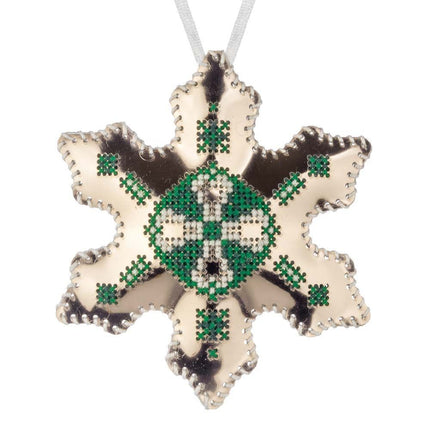 Cross Stitch Kit “Snowflake Christmas Ornament” DIY Christmas Ornament on Faux Leather