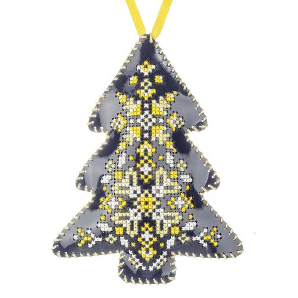 Cross Stitch Kit “Christmas Tree Ornament” DIY Christmas Ornament on Faux Leather