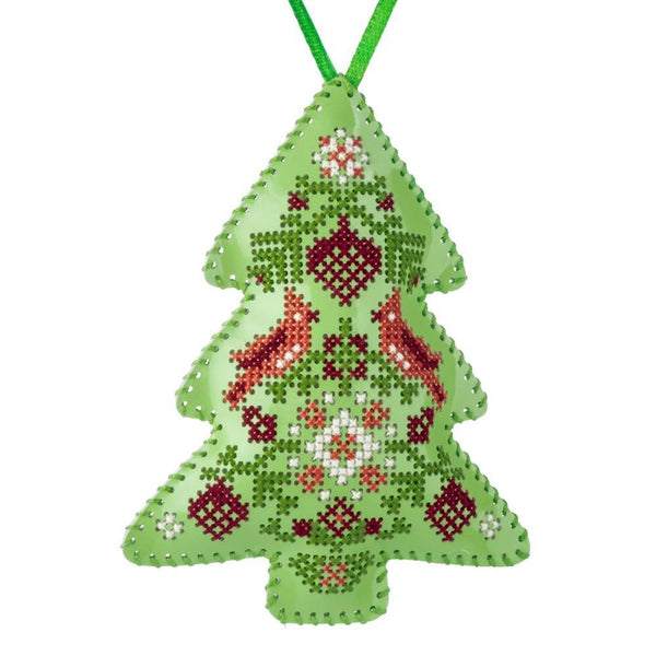 Cross Stitch Kit “Christmas Tree Ornament” DIY Christmas Ornament on Faux Leather