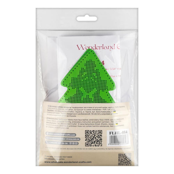 Cross Stitch Kit “Christmas Tree Ornament” DIY Christmas Ornament on Faux Leather