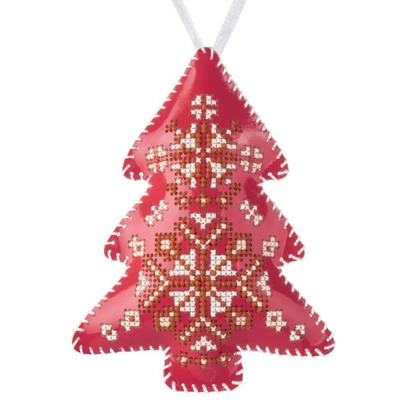 Cross Stitch Kit “Christmas Tree Ornament” DIY Christmas Ornament on Faux Leather